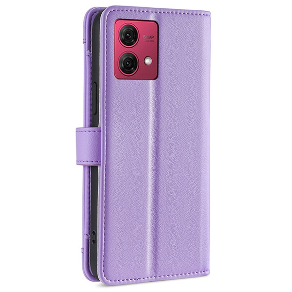 Etui z klapką do Motorola Moto G84 5G, Wallet Zipper Pocket, fioletowe