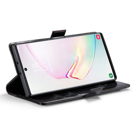 Etui z klapką CASEME do Samsung Galaxy Note 10 Plus, Waxy Textured, czarne