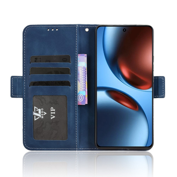 Etui z klapką do Realme GT 7 / 7T, Card Slot, granatowe