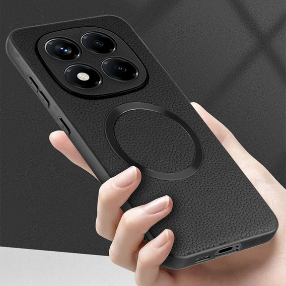 Etui do Xiaomi Redmi Note 14 Pro 5G, Leather Hybrid MagSafe, czarne