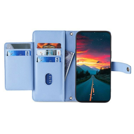 Etui z klapką do Xiaomi Poco F8 Ultra, Wallet Zipper Pocket, niebieskie
