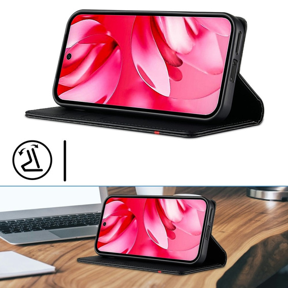 LC.IMEEKE Etui do Google Pixel 9a – z funkcją podstawki i kieszenią na karty - czarne