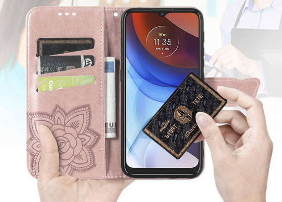 Etui z klapką do Oppo Reno 13F / Oppo Reno 13FS, Butterfly, różowe rose gold