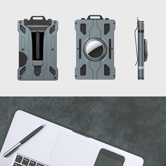 Etui na kartę z miejscem na AirTag 2 / 1, Multifunction Case, Czarne