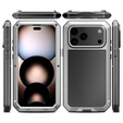 Etui do iPhone 17 Pro Max, pancerne, z wbudowanym szkłem, srebrne