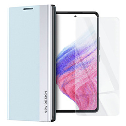 Zestaw Etui Side Magnetic do Samsung Galaxy A53 5G, niebieskie + szkło