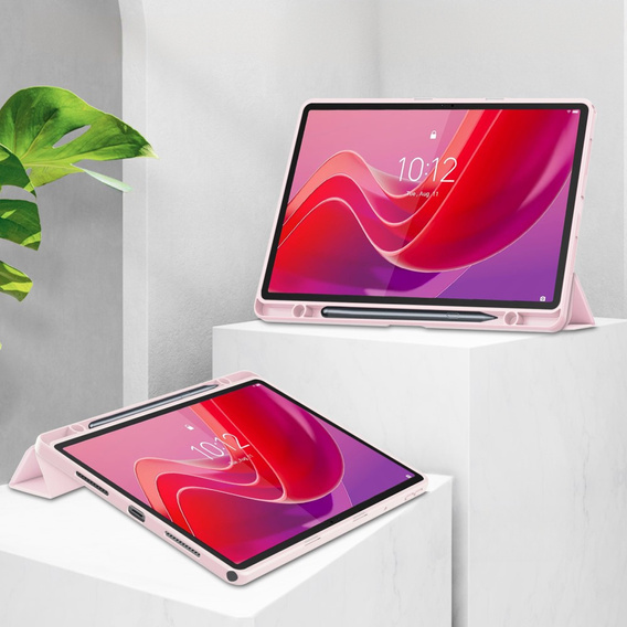 Etui z przezroczystym akrylowym tyłem i miejscem na rysik do Lenovo Tab M11 – różowe