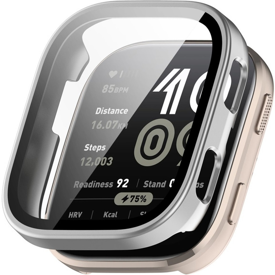 Etui z hartowanym szkłem do Amazfit Bip 6 – pełna ochrona 2w1 - srebrne