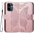 Etui z klapką do Oppo Reno 13F / Oppo Reno 13FS, Butterfly, różowe rose gold