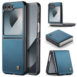 Etui do Samsung Galaxy Z Flip7, CASEME Litchi Leather, niebieskie