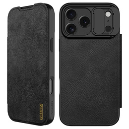 Etui z klapką NILLKIN do iPhone 17 Pro Max, CamShield Qin Pro, skórzane, czarne
