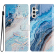 Etui z klapką do Samsung Galaxy A25 5G, Wallet Marble, niebieskie + szkło 9H