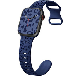 Pasek Silikonowy do Apple Watch 1/2/3/4/5/6/7/8/9/10/11/SE Ultra 1/2/3 42/44/45/46/49mm, Leopard, Granatowy