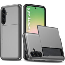 Etui do Samsung Galaxy A56 5G, Sliding Card Holder, szare