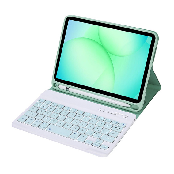 Etui z klawiaturą do Samsung Galaxy Tab A11, Leather Pen Slot, jasnozielone