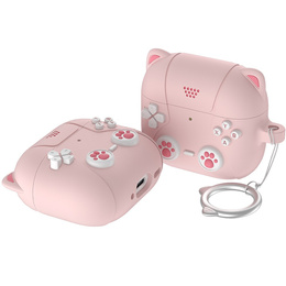 Etui silikonowe do AirPods Pro 3, Kocia Łapka z brelokiem - różowe