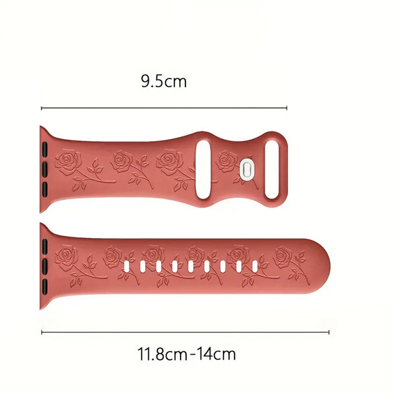 Pasek Silikonowy do Apple Watch 1/2/3/4/5/6/7/8/9/10/11/SE Ultra 1/2/3 42/44/45/46/49mm, Rose, Czerwony
