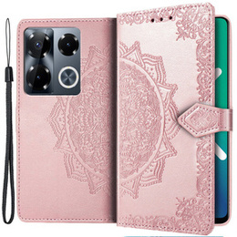 Etui z klapką do Infinix Note 40 Pro Plus, Mandala, różowe rose gold