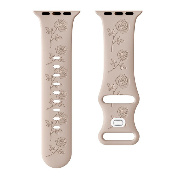 Pasek Silikonowy do Apple Watch 1/2/3/4/5/6/7/8/9/10/11/SE Ultra 1/2/3 42/44/45/46/49mm, Rose, Beżowy