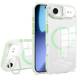 Etui do iPhone Air, do MagSafe, z podstawką, przezroczyste z zielonymi akcentami