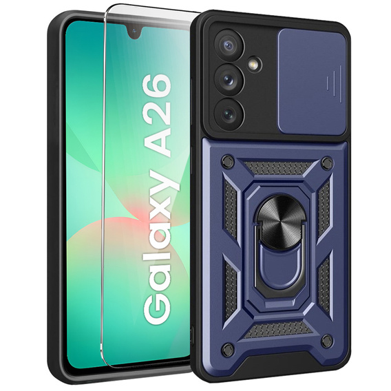 Etui pancerne do Samsung Galaxy A26, CamShield Slide, niebieskie + Szkło Hartowane 9H