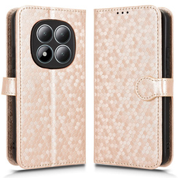 Etui z klapką do Xiaomi Redmi Note 15 Pro 5G, Wallet Rhombus, złote