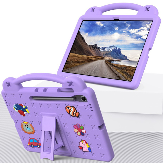 Etui dla dzieci Samsung Galaxy Tab S10 FE+, Pianka EVA, z Podstawką i Uchwytem – Fioletowe