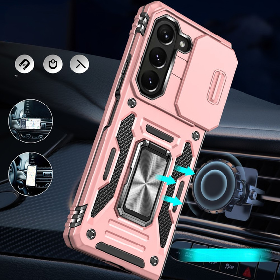 Etui pancerne do Samsung Galaxy Z Fold6 5G, CamShield Slide, różowe rose gold