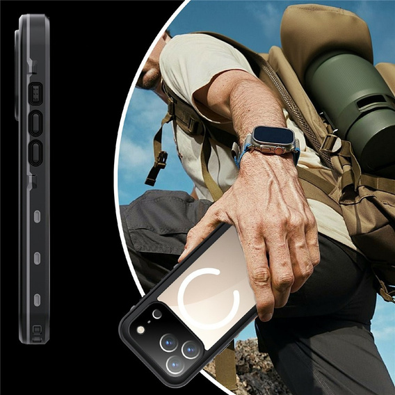 Etui wodoodporne do iPhone 17 Pro, Redpepper, do MagSafe, czarne