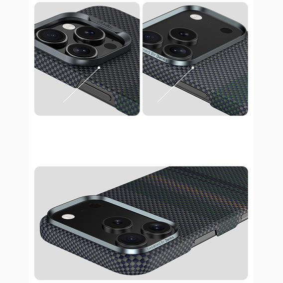 Etui BENKS Kevlar do iPhone 17 Pro Max, Magnetic Armor Air Aurora 600D 0070, do MagSafe, zielone