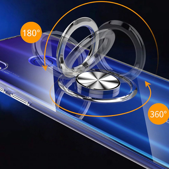 Etui do Xiaomi Redmi 7, silikonowe z ringiem Airbag Ring, szare