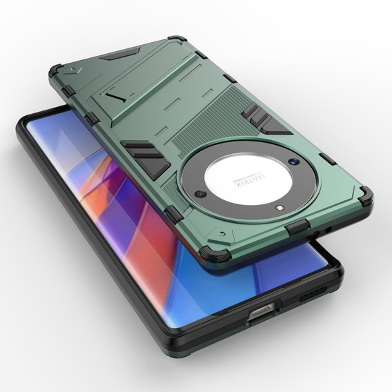 Etui do Honor Magic 5 Lite, Military kickstand, zielone