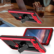 Etui pancerne do Samsung Galaxy S25 Ultra, R-JUST, z przesłoną aparatu i podstawką, czerwone