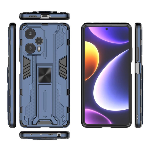 Etui do Xiaomi Poco F5, Military kickstand, niebieskie