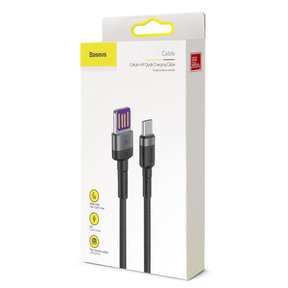 Baseus kabel Cafule HW QC 1 m 40 W USB-A na USB-C - Szaro-Czarny