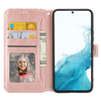 Etui z klapką do Samsung Galaxy A25 5G, Wallet Zipper Pocket, z paskiem na ramię, różowe rose gold