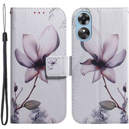 Etui z klapką do Oppo A17, Wallet, Flower białe