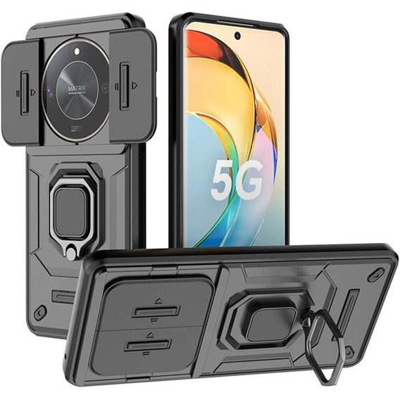 Etui do Honor Magic 6 Lite 5G, KickStand Camera Lens, czarne