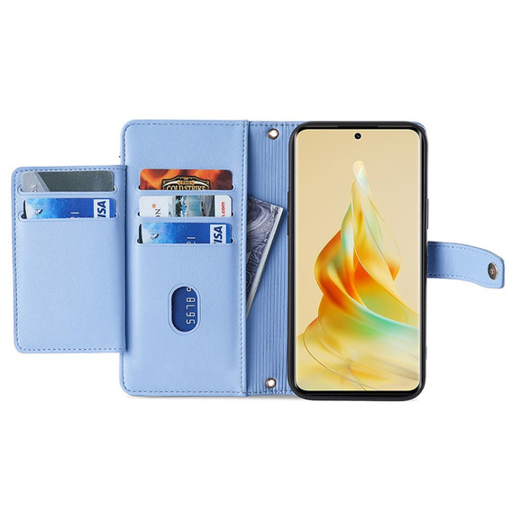 Etui z klapką do Oppo A78 4G, Wallet Zipper Pocket, niebieskie