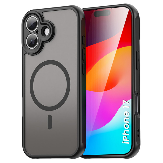 Etui Matt Case do iPhone 17, do MagSafe, wzmocnione, matowe z czarną ramką