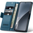 Etui do Xiaomi 15, ERBORD Glossy Litchi, portfel z klapką, niebieskie
