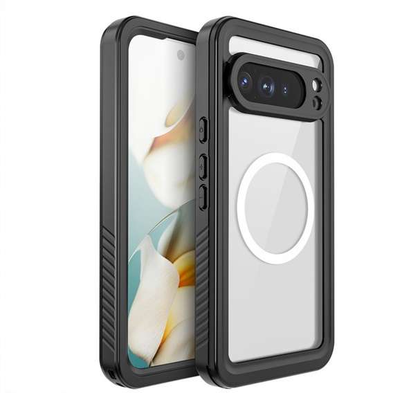 Etui Wodoodporne IP68 do Google Pixel 10 Pro XL, Redpepper, do MagSafe, przezroczyste z czarną ramką