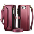 Etui CASEME do iPhone 16e RFID Leather Wallet, RFID Leather Wallet, z paskiem na ramię, czerwone