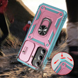 Etui pancerne do Samsung Galaxy S24, CamShield Slide, zielone / różowe