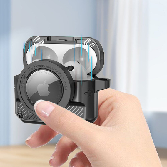 Etui z miejscem na AirTag 2 / 1 do Apple AirPods Pro 2, Protective Case, Czarne