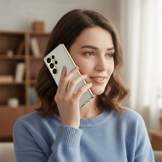 Etui do Samsung Galaxy S26 Ultra, Electro Frame Leather, z podstawką, tytanowe szare