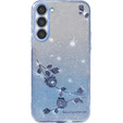 Etui do Samsung Galaxy S23, Glitter Flower, niebieskie