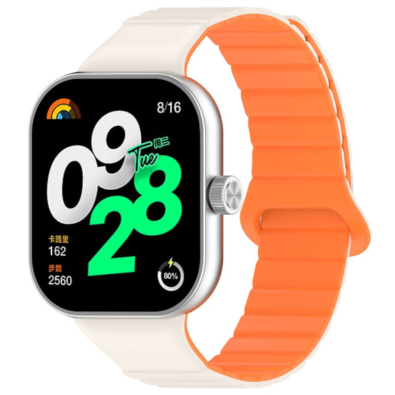Pasek Silikonowy do Xiaomi Redmi Watch 4 / Xiaomi Smart Band 8 Pro / Xiaomi Smart Band 9 Pro, Beżowy/Pomarańczowy