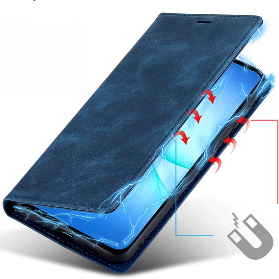 Etui z klapką do Samsung Galaxy A17 5G, Smart Suede - granatowe