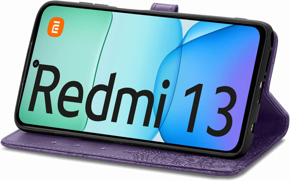 Etui z klapką do Xiaomi Redmi 13, Mandala, fioletowe
